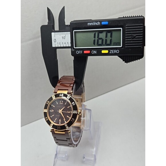 Anne Klein 10 9416 Women Ceramic Bracelet Crystal Bezel Quartz Watch New Battery - Picture 5 of 9